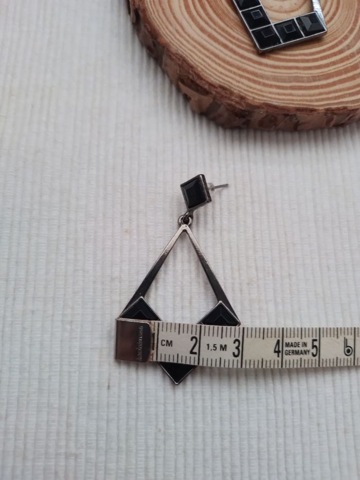 Boucles d'oreilles losange noir - photo numéro 5