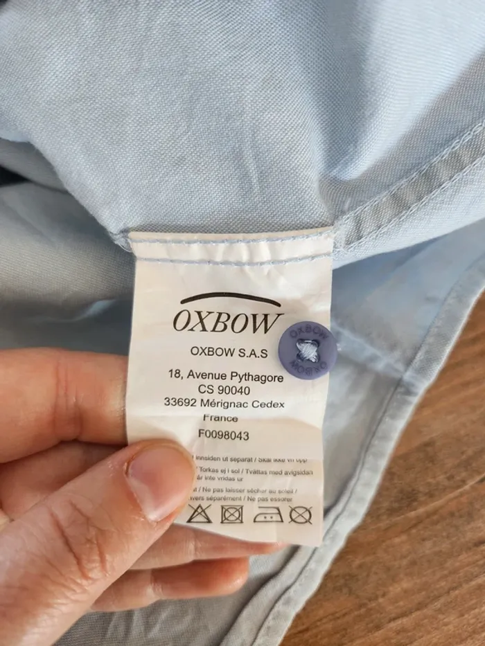 Chemise manches courtes Oxbow excellent état Taille S bleue clair uni - photo numéro 6