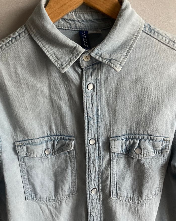 chemise aspect jean délavé - photo numéro 3