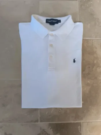 Polo Ralph Lauren homme Golf blanc logo marine XL quelques tâches