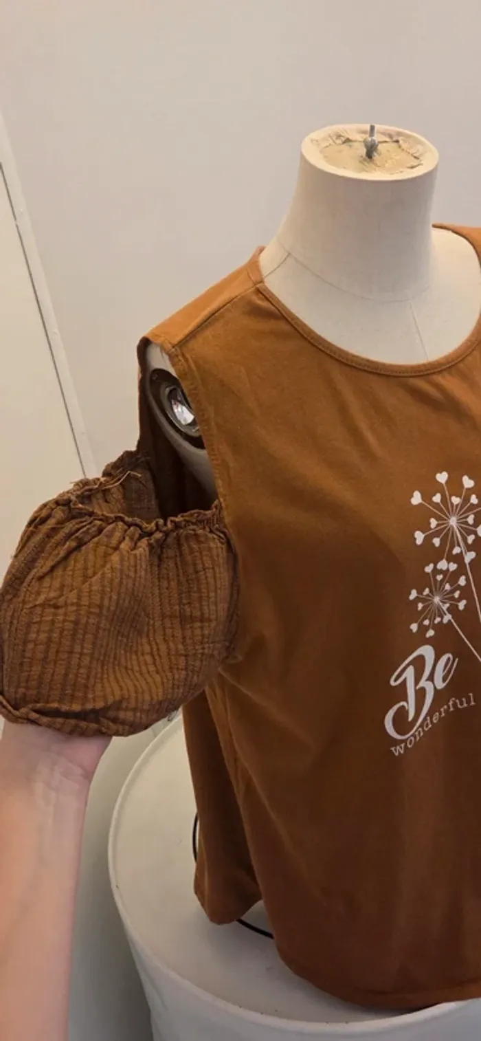Tee-shirt tunique marron Be Happy – Made in Italy - photo numéro 7