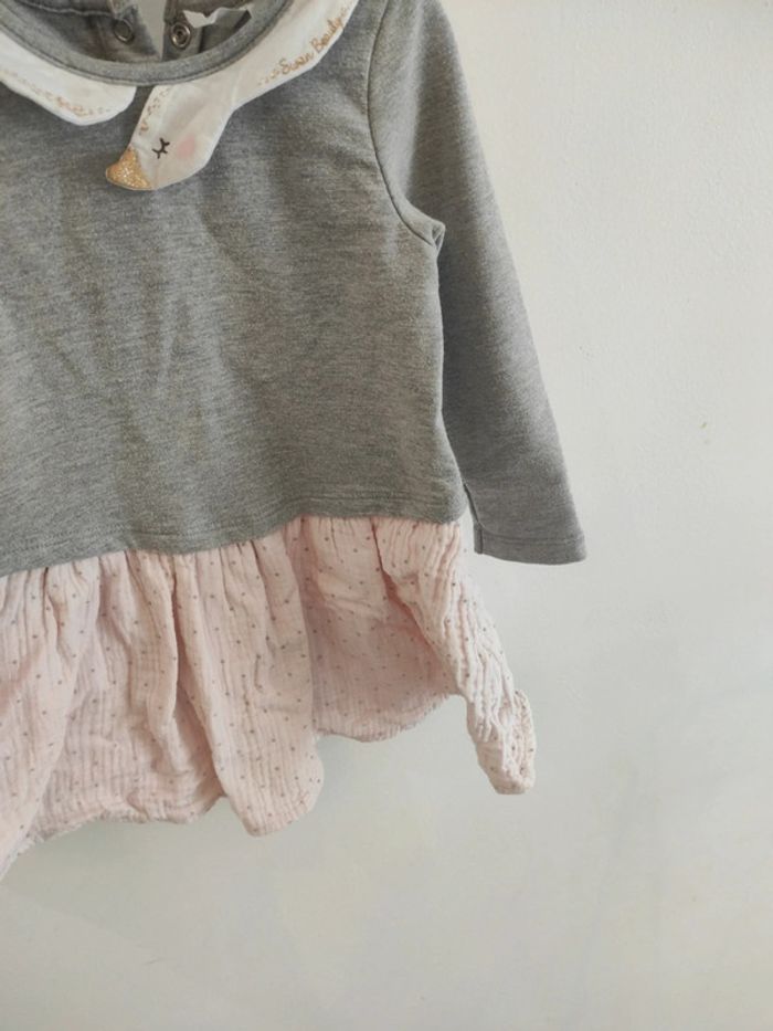 Robe gris et rose col cygne Orchestra 18 mois - photo numéro 3