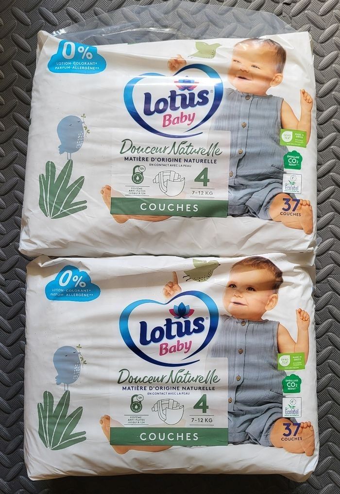 2  paquets de couches lotus taille 4