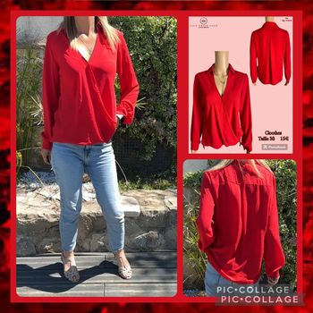 🍒Blouse portefeuille rouge cloothes – Taille 38 SOLDÉ -20% (vidéo portée dispo )