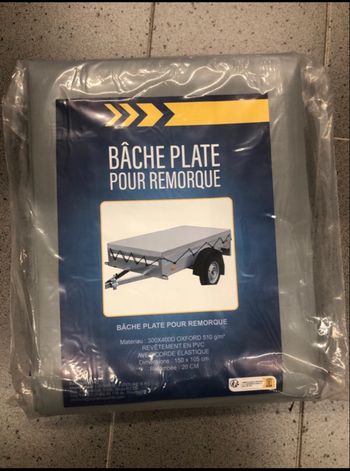 Bâche plate pour remorque – 150x105 cm + retombée 20 cm – NEUVE avec corde élastique