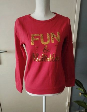 Sweat avec inscription en sequins Doré Idéal pour Noël ou les fêtes taille S