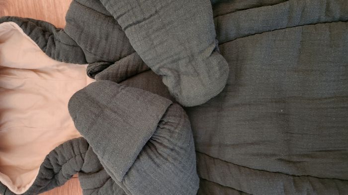 Combi-pilote bébé en gaze de coton kaki avec oreilles - photo numéro 4