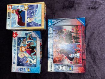 Lot de 3 boîtes de puzzles "Reine des Neiges 1 et 2"