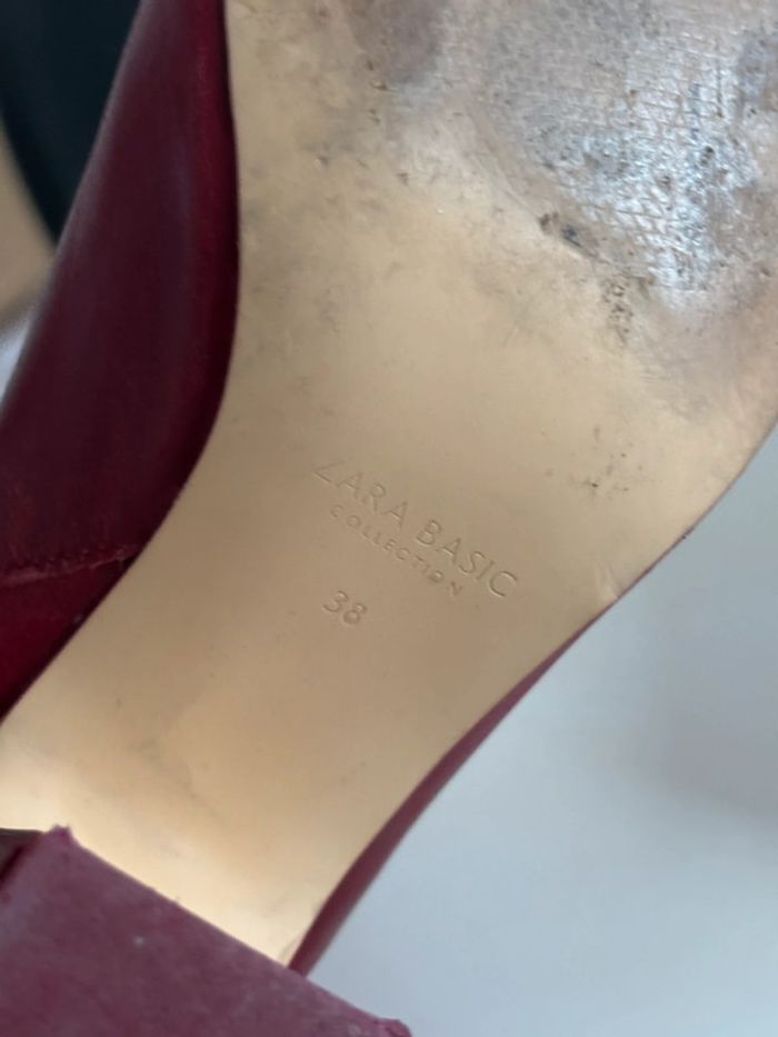 Bottine en cuir rouge Zara à talons carré taille 38 - photo numéro 6