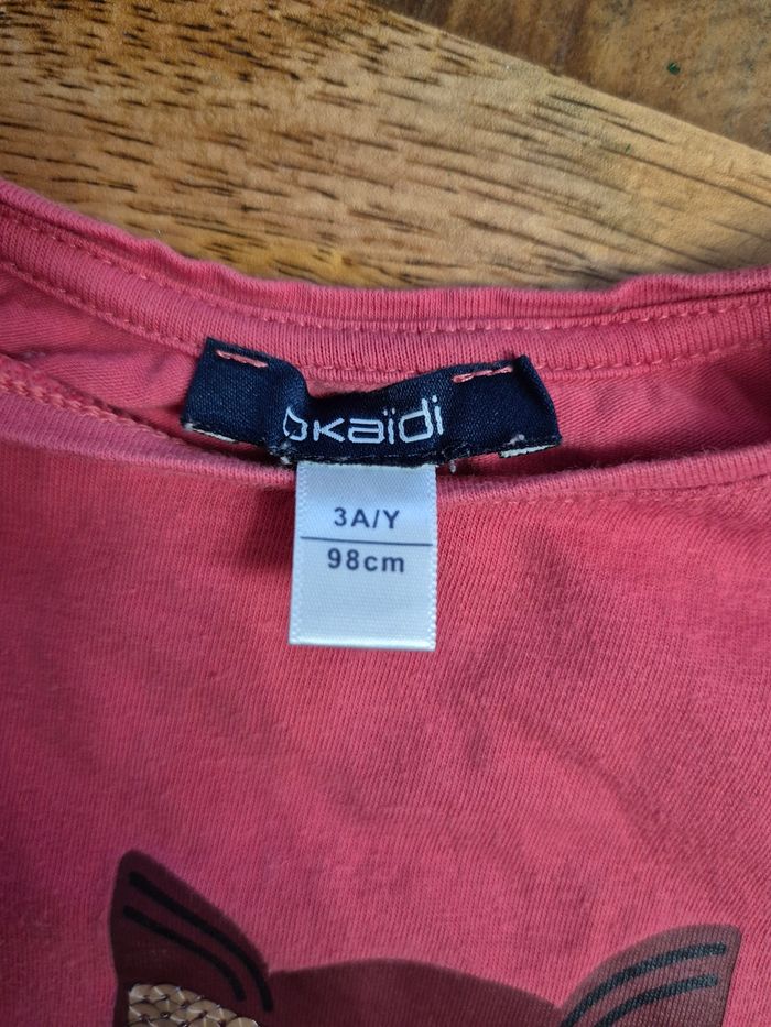 T-shirt longue manche hibou 3 ans 98cm - photo numéro 3