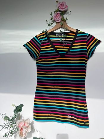tee shirt rayé multicolore