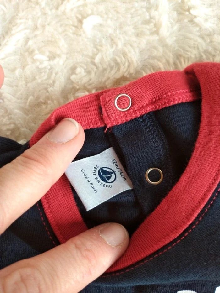 Tee shirt chemise manches courtes Garçon 12 mois Petit bateau 100% coton - photo numéro 7