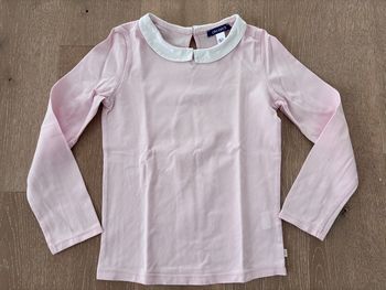 T-shirt fille Okaïdi 8 ans rose col Claudine blanc TBE