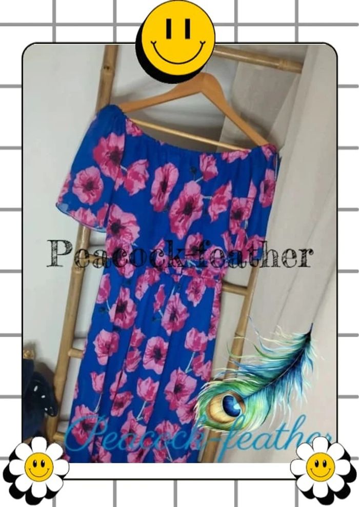 Robe longue fleurie bleue et rose TU - photo numéro 7