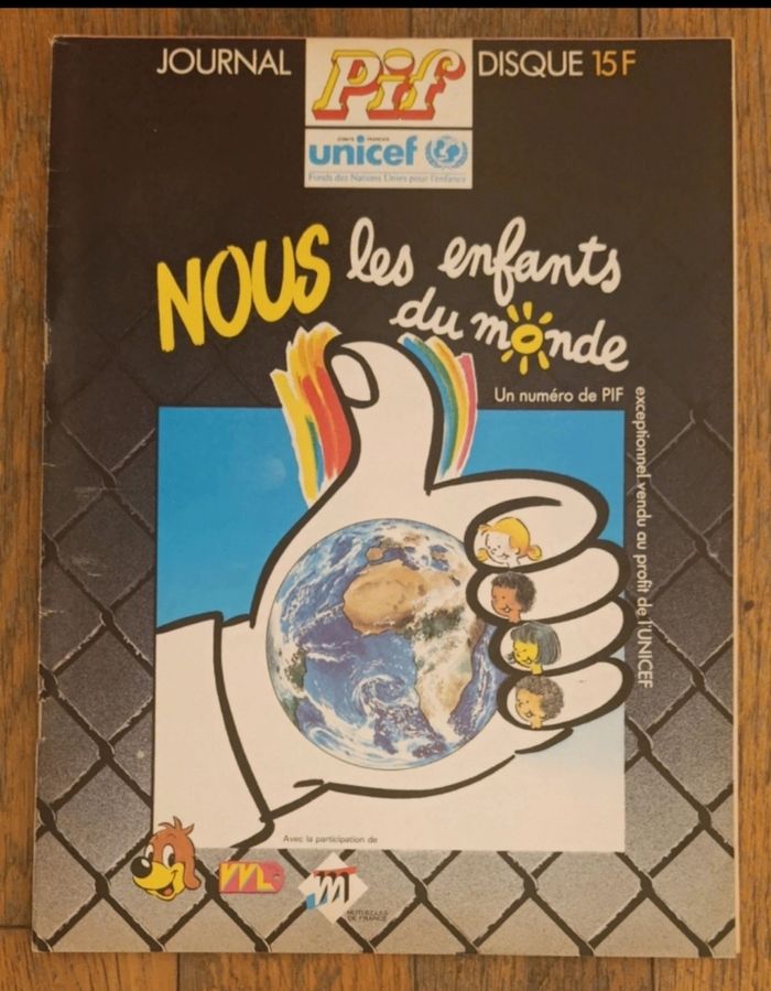 Ancien magazine Pif numéro spécial Unicef N°1077 1990 vintage