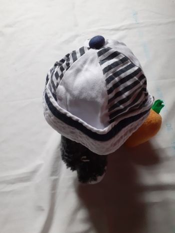 Chapeau rayé blanc et marine