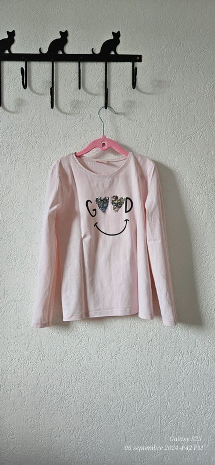 Tee-shirt manches longues sequins réversibles 8A tao