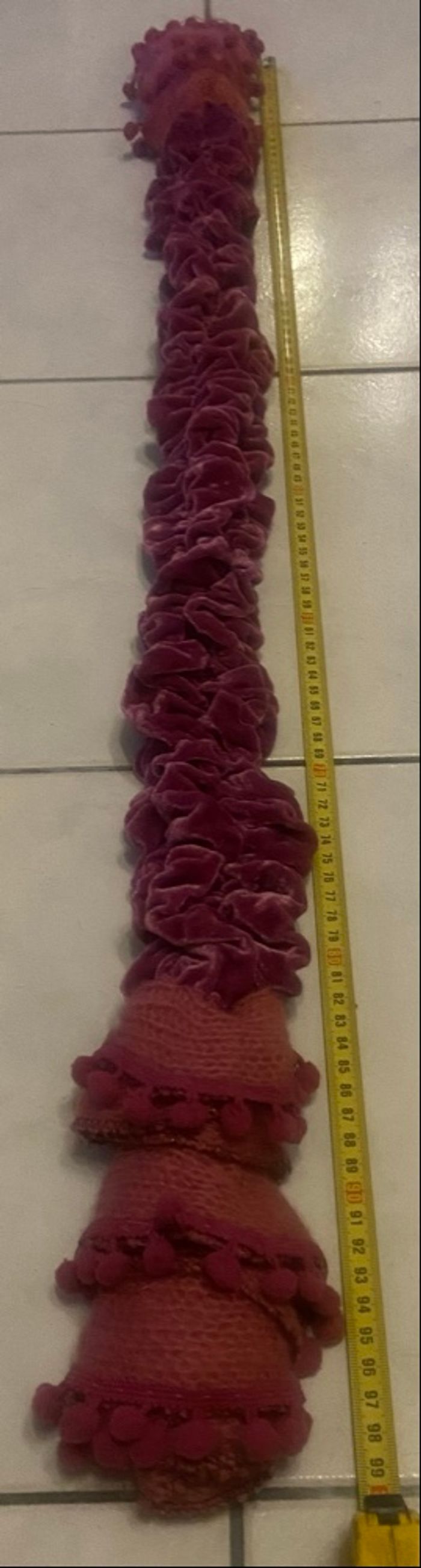 Echarpe velours rose/violette et corail - photo numéro 4