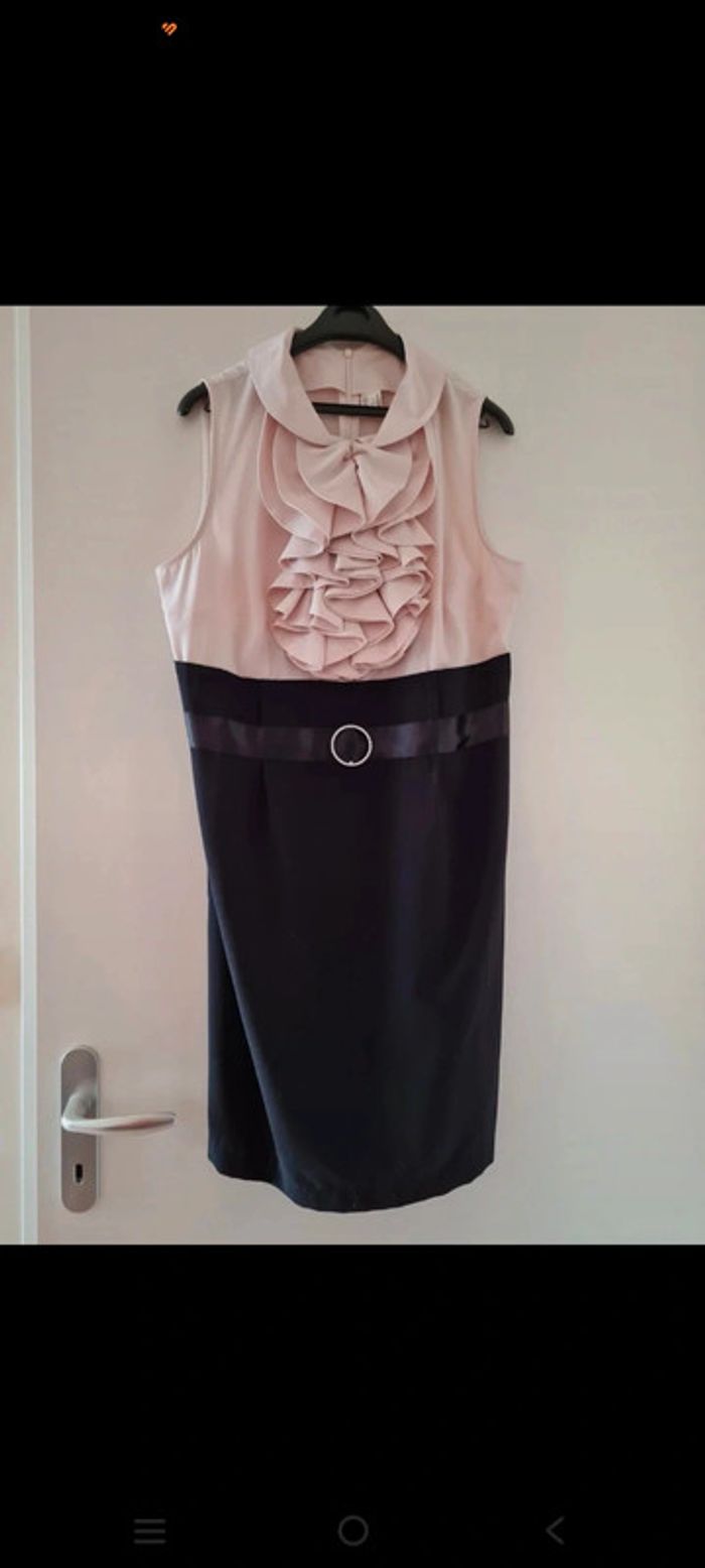 Robe mariage soirée fête beige noir 42