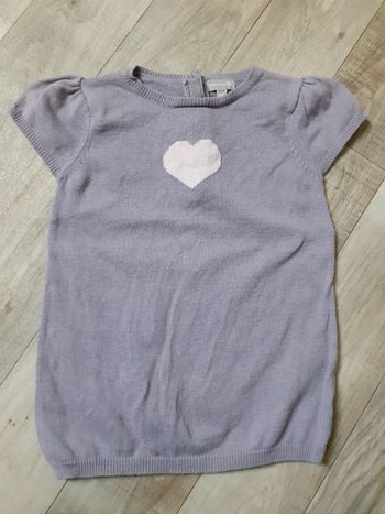 Robe pull fille parme cœur rose 12 mois neuve