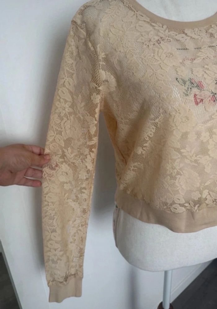 Blouse en dentelle beige S ou 36 - photo numéro 3