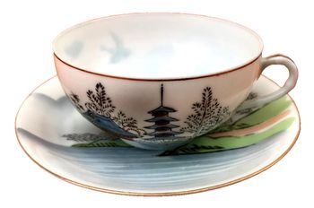Tasse / Soucoupe Porcelaine fine Décor japonisant CFC Japan