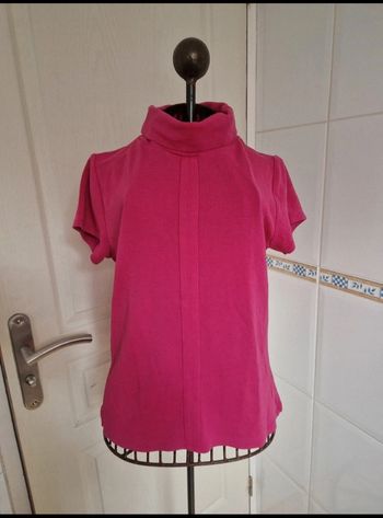 Tee-shirt rose à col rouler femme camaïeu taille M/38