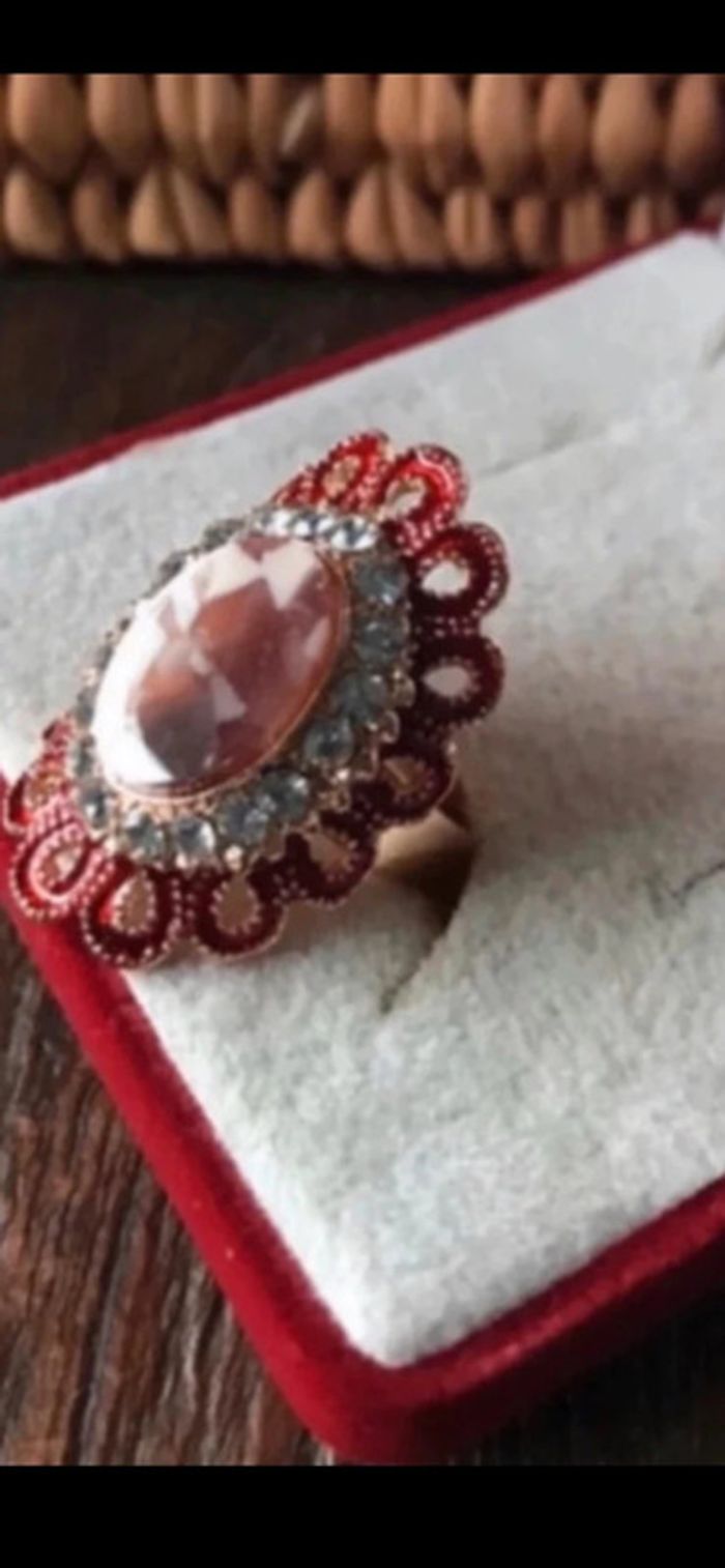 Magnifique bague réglage fleur avec strass et pierre - photo numéro 9