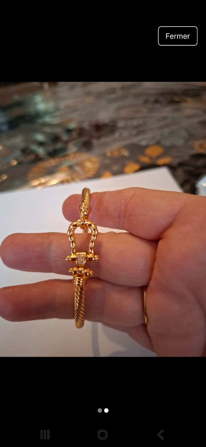 Bracelet doré femme avec strass neuf acier inoxydable - photo numéro 2