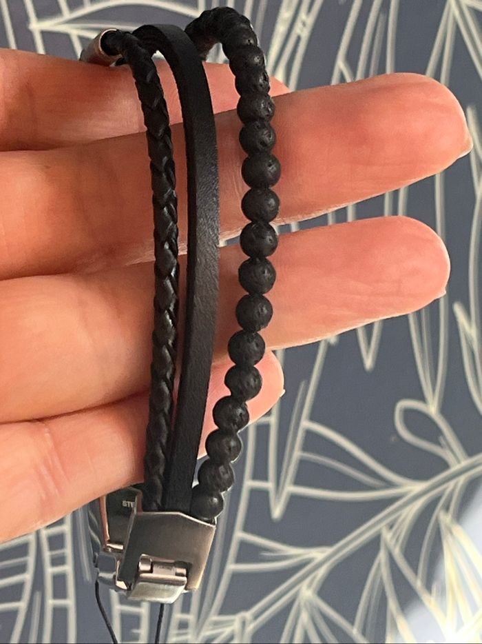 Bracelet homme Fossil noir multirangs neuf avec étiquette - photo numéro 5