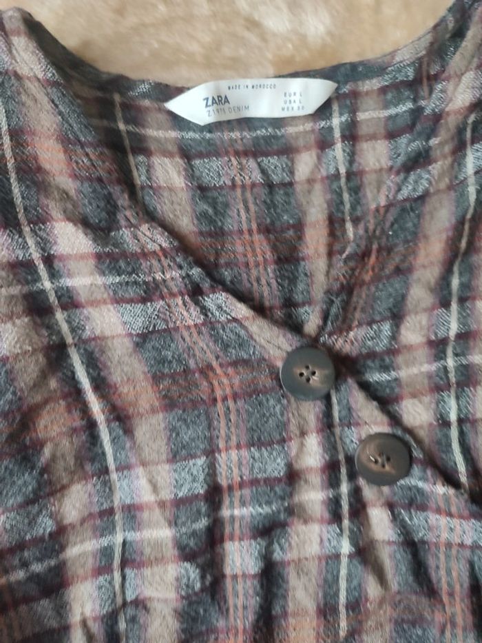 Robe à carreaux midi Zara taille L - photo numéro 5