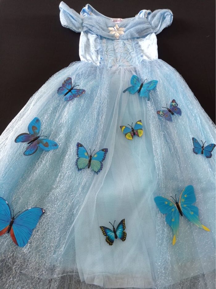 Déguisement robe princesse bleu papillon 6ans - photo numéro 3