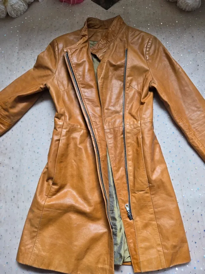 Veste en cuir de Vachette Camel taille 2 fabriquée en France🇨🇵 - photo numéro 13