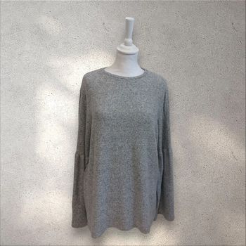 Sweat-shirt doux manches évasées gris chiné Zara L