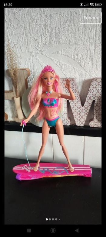 Lot Barbie Merliah poupée mannequin barbie de collection Surfeuse Sirène et accessoires dauphin