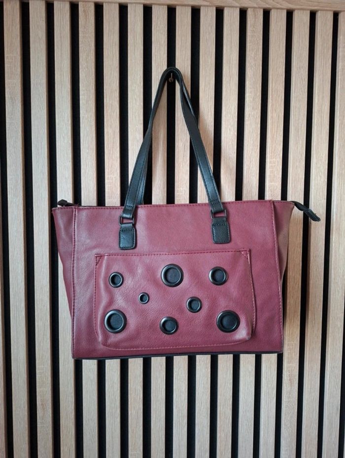 Sac cabas bandoulière Lollipops bordeaux