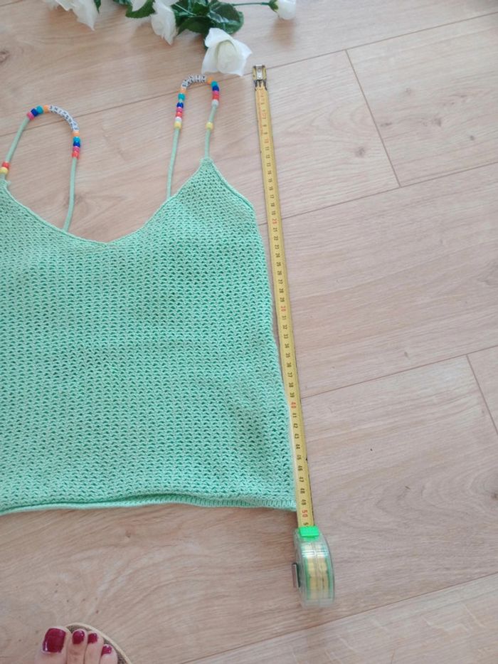 Débardeur femme XS en crochet menthe c85 - photo numéro 13