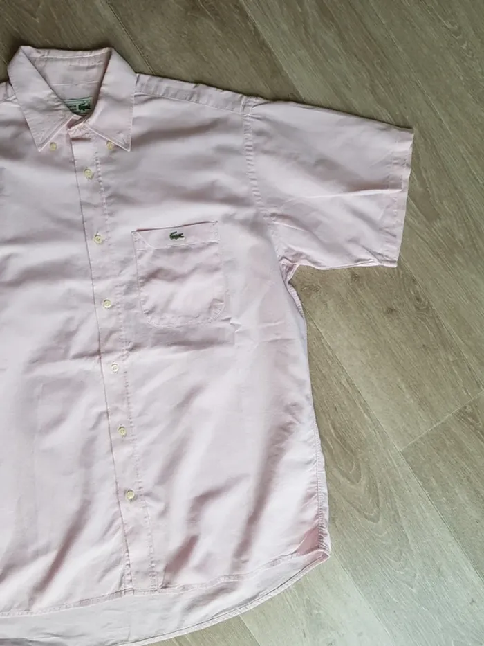 Chemise Lacoste manches courtes rose clair taille 41 - photo numéro 4