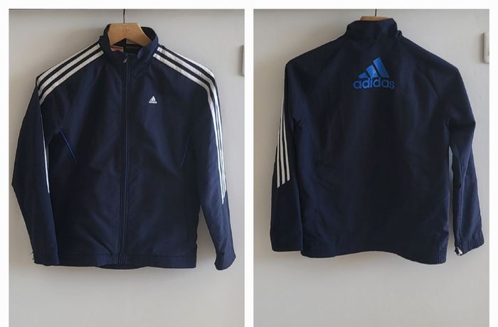 Adidas Veste Ext 3 Bandes T10/11ans-150cm-Marine et Blanc-Logo Brodé Poitrine&Patch Bleu dos - photo numéro 3