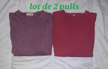 Lot de 2 pulls de qualité violet et fushia - soie-chemire-laine