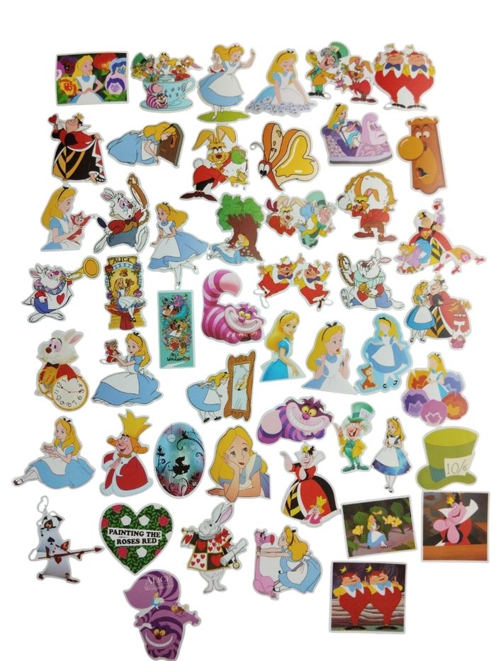 Set 50 stickers autocollants Alice au pays des merveilles