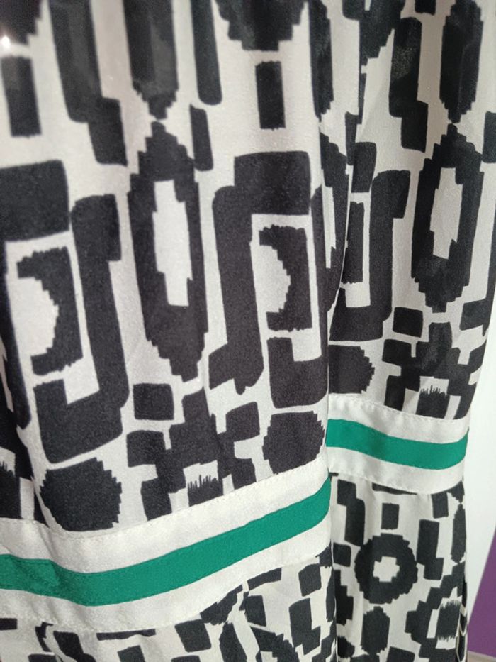 Robe promod été dos croisé verte motif noir et blanc - photo numéro 2