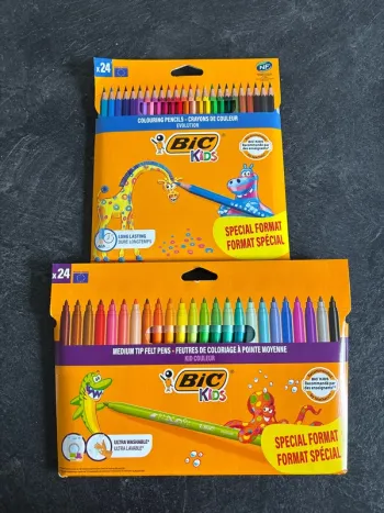 Lot de 2 sets Bic Kids – Crayons de couleur & Feutres