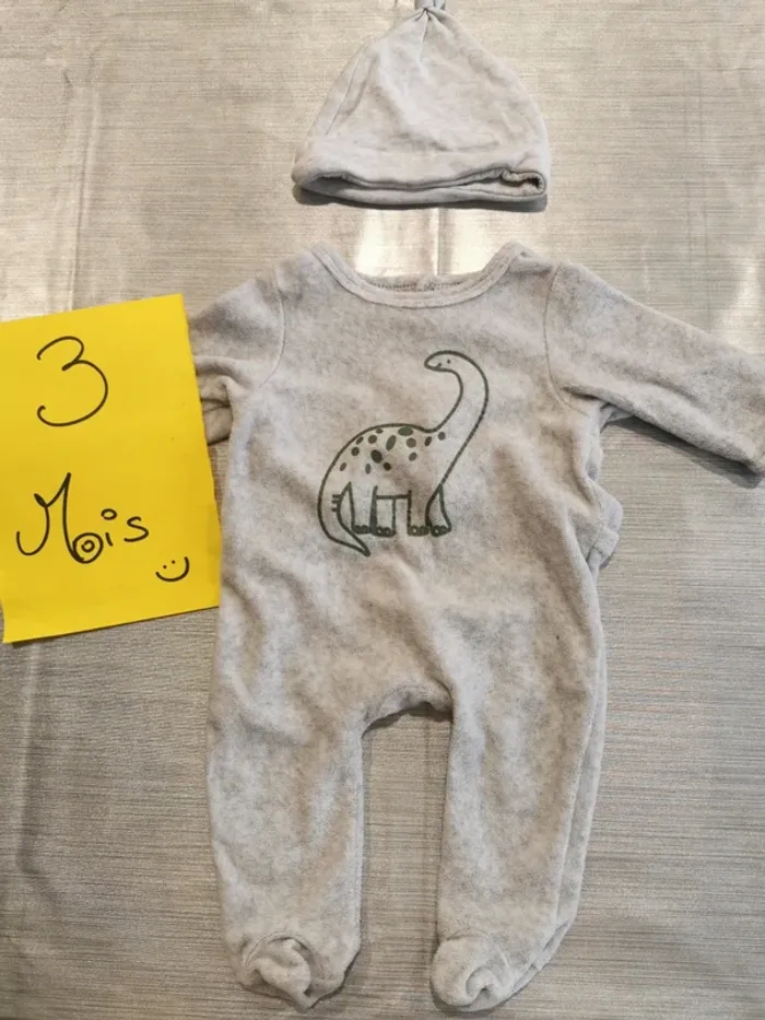 Pyjama garçon 3 mois avec bonnet