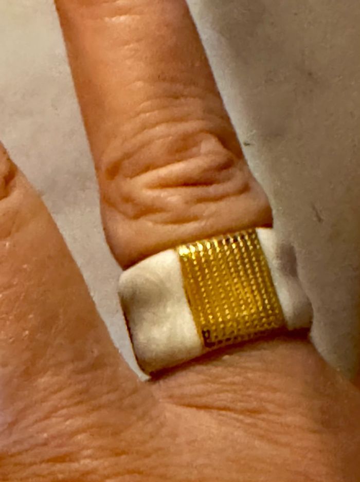 Large réglable résine écrue acier inoxydable or - photo numéro 5