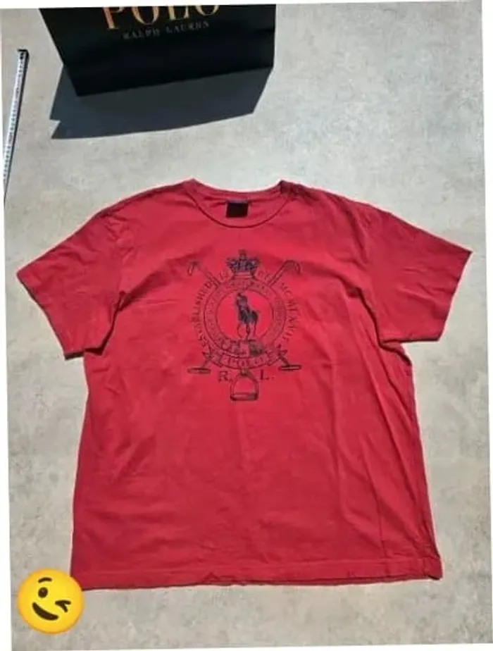 T-shirt Ralph Lauren L coupe col rond rouge Homme Men tee031 - photo numéro 2