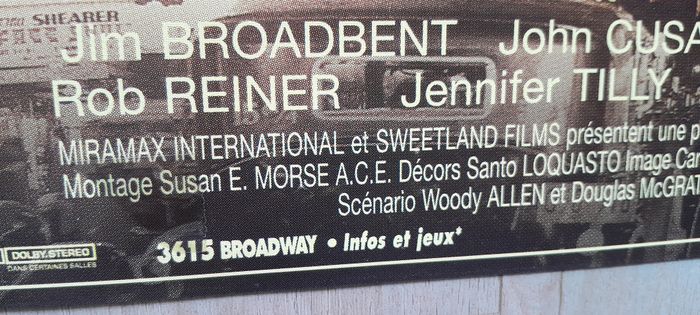 Affiche film cinéma coups de feu sur Broadway Woody Allen - photo numéro 2