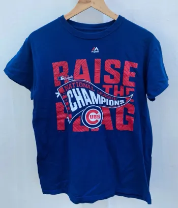 Majestic T-shirt blue Chicago Cubs baseball Raise the flag Champions US Mens S