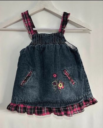Robe en jean doublée bleu marine et fuchsia Taille 18 mois