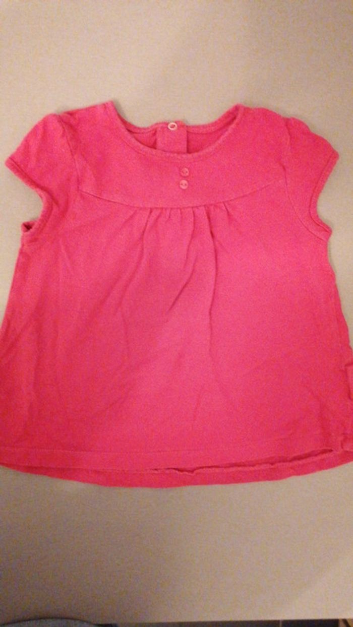 T-shirt rose 100%coton bio 18mois